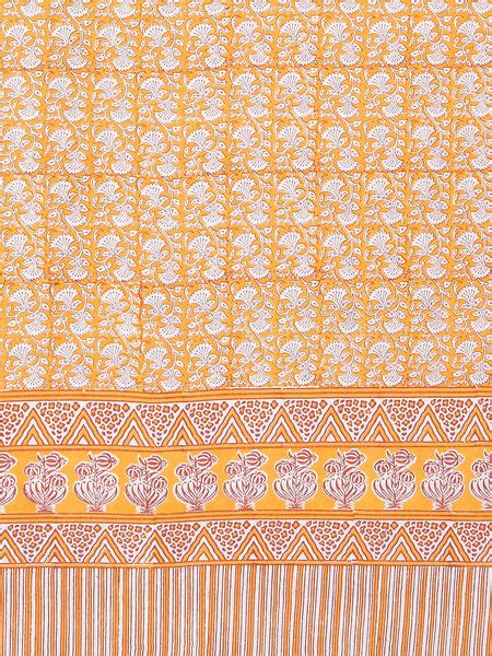 Hand Block Printed Cotton Super King Size Bedsheet(245 X 270 CM) (Colo ...