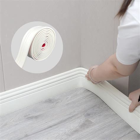 COUKIU Flexible Baseboard Molding Trim, Peel and Stick Rubber Wall Base ...