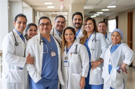 A healthcare team consisting of latino doctors nurses and medical ...