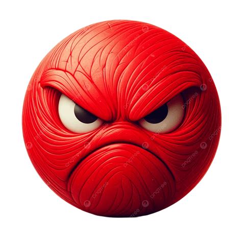 3d Red Angry Face Emoji Expressing Frustration Is On Transparent ...