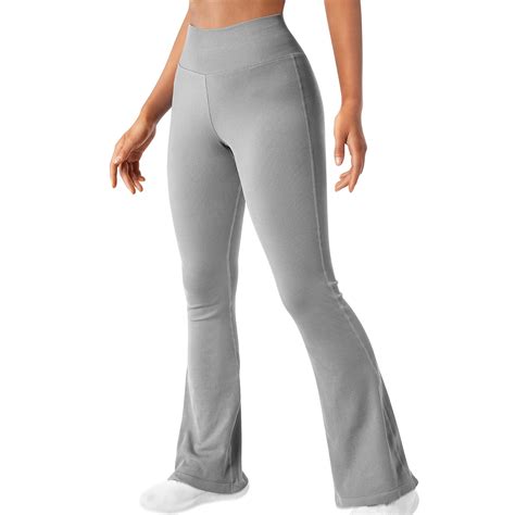 cfhntfmh Yoga Pants for Women Ribbed Knit High Elastic Waisted Legging ...