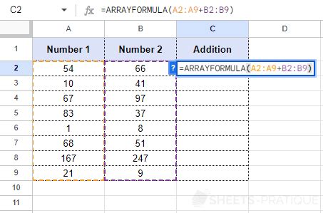 Google Sheets Array Functions 的图像结果