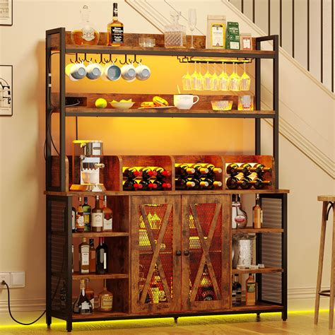 Buy IRONCK Coffee Bar Cabinet with Power Outlet, Industrial Buffet ...