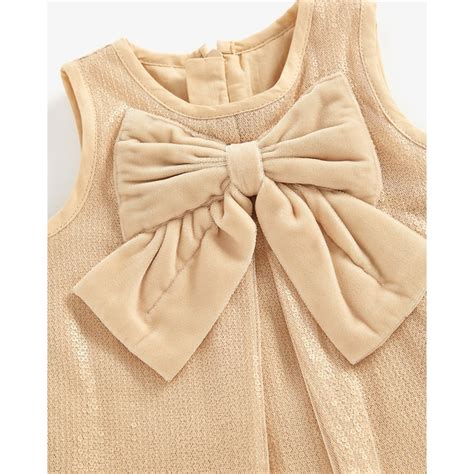 Buy Girls Sleeveless Dress Bow Design-Cream Online at Best Price ...