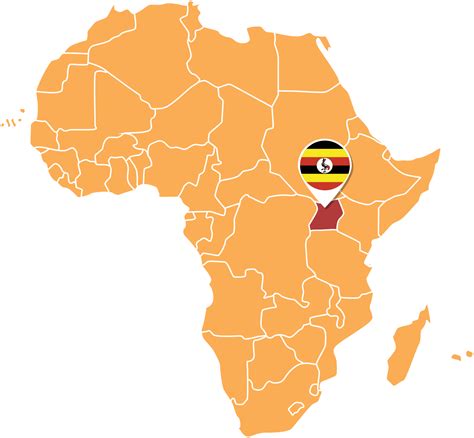 mapa de uganda na áfrica, ícones mostrando bandeiras e localização de uganda. 23639543 PNG
