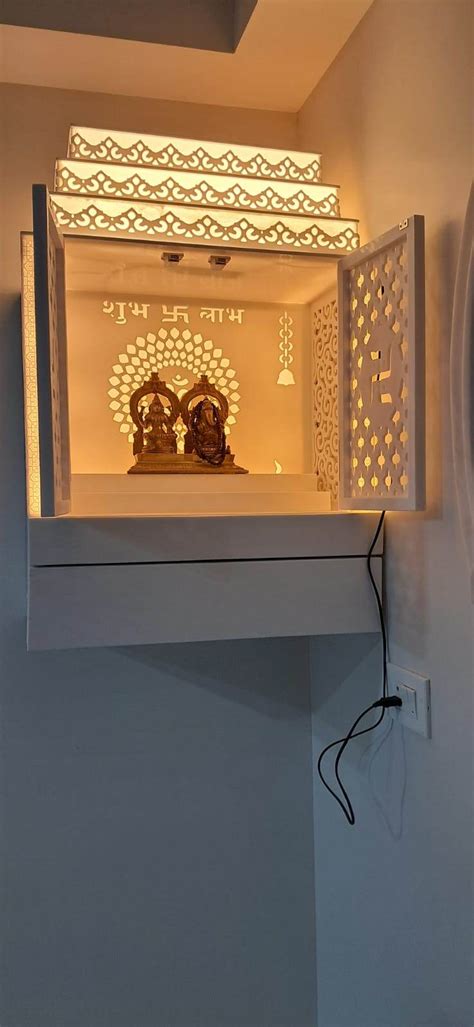 Corian temple with door wallmount | Corian Temple | Satguru Creations