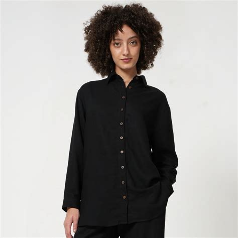 Saltpetre Women Full Sleeve Shirt In Natural Black For Formal Wear ...