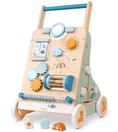 Amazon.com: PairPear Wooden Baby Walker, Toddler Push Walker Activity ...