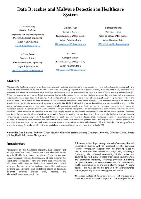Data Breaches and Malware Detection in Healthcare System-2 - Data ...