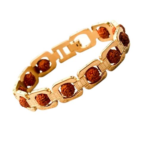 Japam Unisex Gold Plated Essential Rudraksha Bracelet 8.5 Inches Length ...