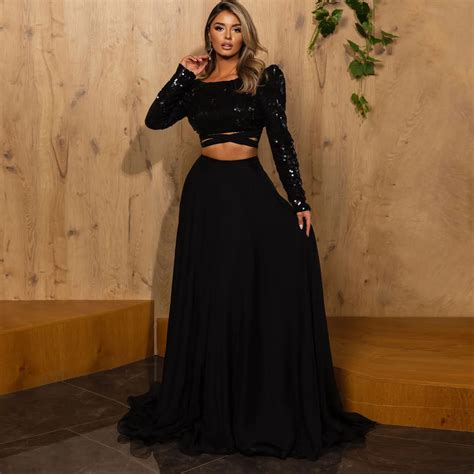 Vintage Black Chiffon Maxi Skirt Women Floor Length A Line Prom Skirt ...