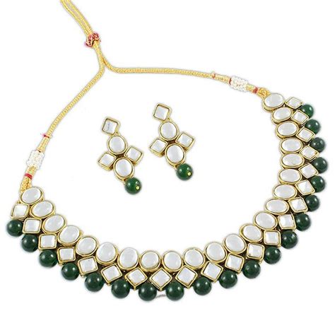 Buy Shining Diva Jewelry Green Kundan Jewellery Set/Traditional ...