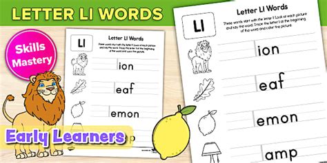 Letter Ll Words: Letter Recognition Worksheet for PreK-K