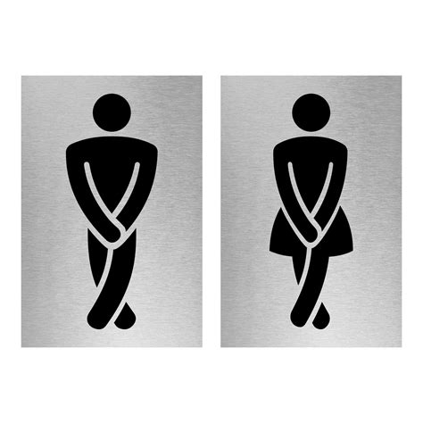 Funny Crossed Legged Aluminium Male And Female Restroom Toilet Signs ...