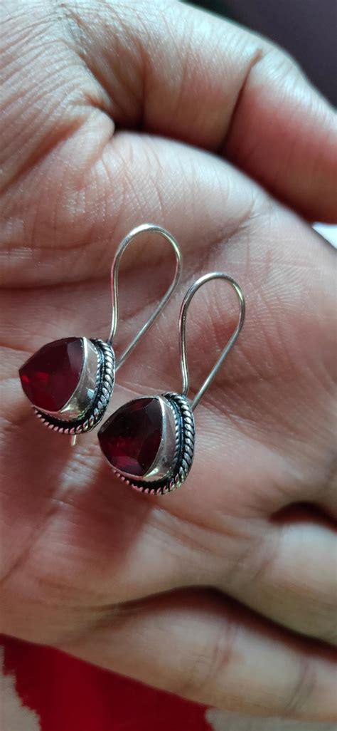 SILVESTO INDIA No Metal Stamp Gemstone Silver Plated Red Quartz ...