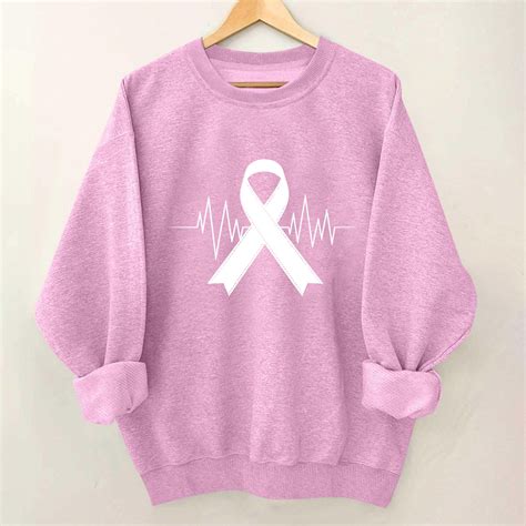 Htigea Breast Cancer Sweatshirts for Women Graphic Pink Ribbon Breast Cancer Awareness Survivor ...