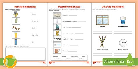 Ficha de actividad: Describo materiales
