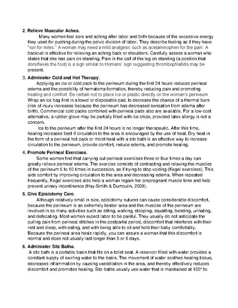 Relieve Muscular Aches - Many women feel sore and aching after labor ...