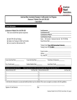 Heartsaver Pediatric First Aid CPR AEDLead Instructor Doc Template ...