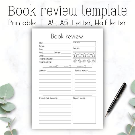 Printable Book Review Template | Printable Templates