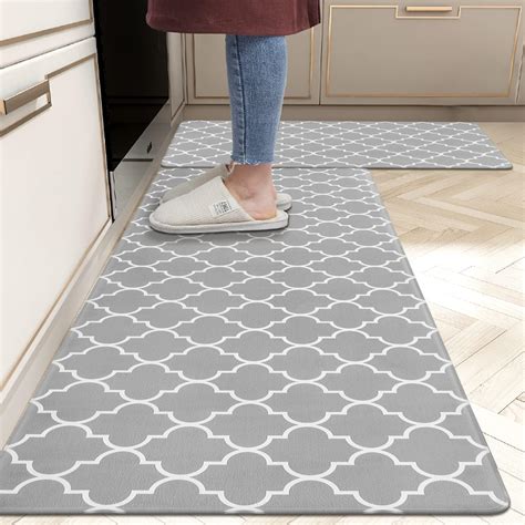 Pauwer Kitchen Mats Set of 2 Thick PVC Non-Slip Waterproof Kitchen ...