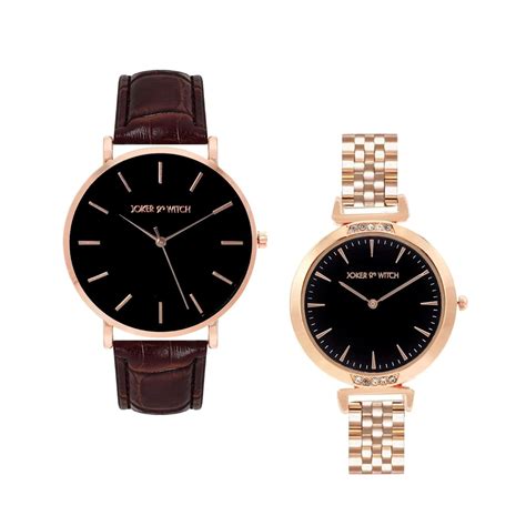 Buy Joker & Witch Leather Mick & Justine Couple Analogue Watches, Black ...