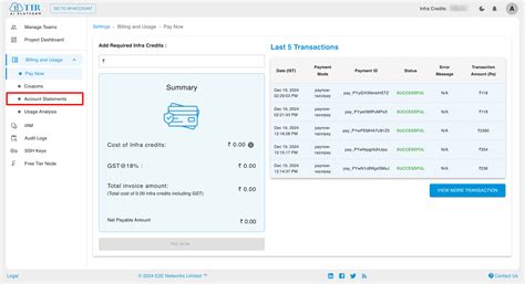 Account Statement | E2E Cloud