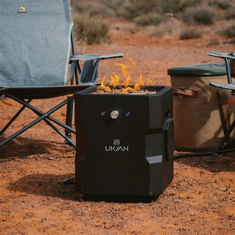 Ukiah Tailgater II 17 In. Black Square Gas Fire Pit with Beat to Music ...