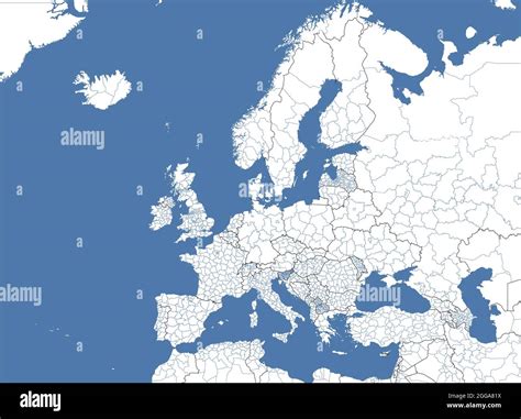 Map of Europe divided into states and provinces. European political map. Division into provinces ...