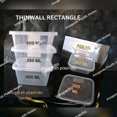 Jual kotak makan plastik thinwall rectangle 300ml - Kota Medan ...
