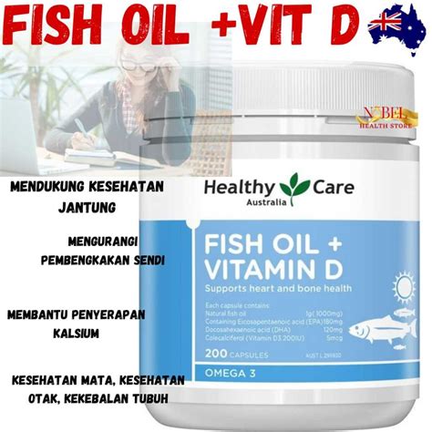 Jual Healthy Care Fish Oil + Vitamin D 200 Capsules | Shopee Indonesia