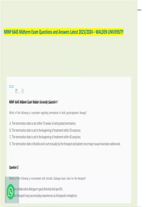 NRNP 6645 Midterm Exam Questions and Answers Latest 2023/2024 – WALDEN UNIVERSITY - NRNP 6645 ...