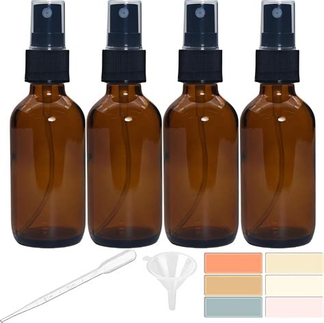 Zkupanx 4 PACK 2 oz Amber Small Glass Spray Bottles, Empty Spray Bottle ...