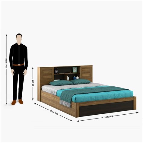 Buy Helios Vincent Queen Bed with Headboard and Box Storage - Brown ...