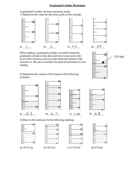 Volume Graduated Cylinder Worksheet