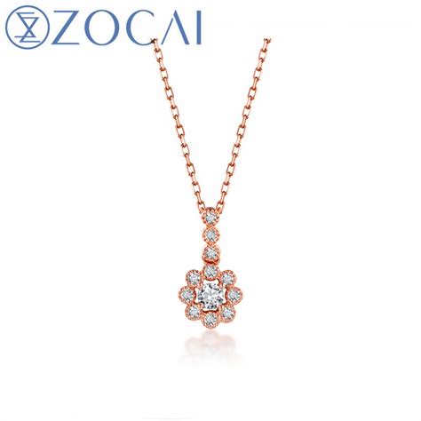 ZOCAI Fine Jewelry Necklace Real Total 0.18 CT Diamond 18K Rose Gold ...