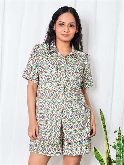 Lime Green Cotton Co-ord Set - Set of 2