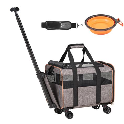 VEVOR Airline Approved Dog Carrier with Wheels for Under 22lbs, Rolling ...