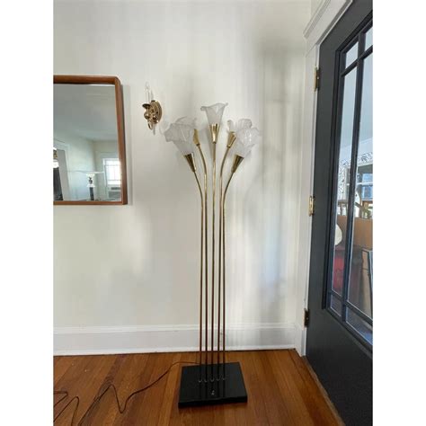 Calla Lily Flower Brass Floor Lamp For Sale at 1stDibs