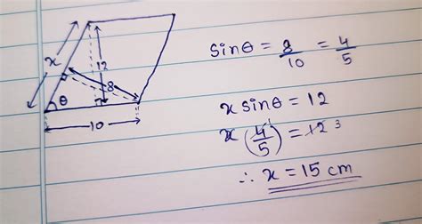 The base and corresponding altitude of a parallelogram are 10 cm and 12 ...