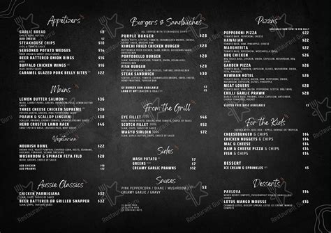 Menu at Purple Pub, Newman