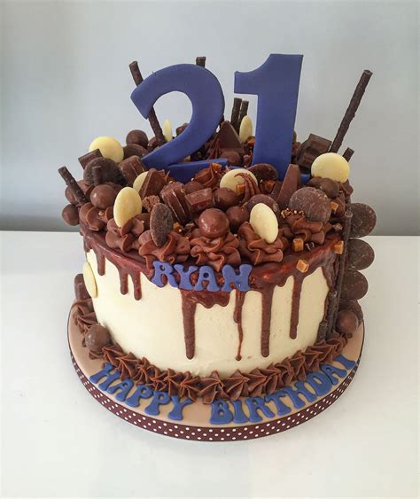 21st birthday drip cake, chocolate buttons, malteaser, toblerone and ...