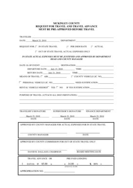 Fillable Online Request for Travel Form - McKinley County Fax Email ...