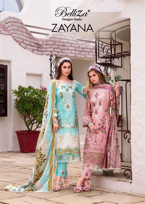 Buy ZAYANA by Belliza - Designer Cotton Suits with Heavy Embroidery Online