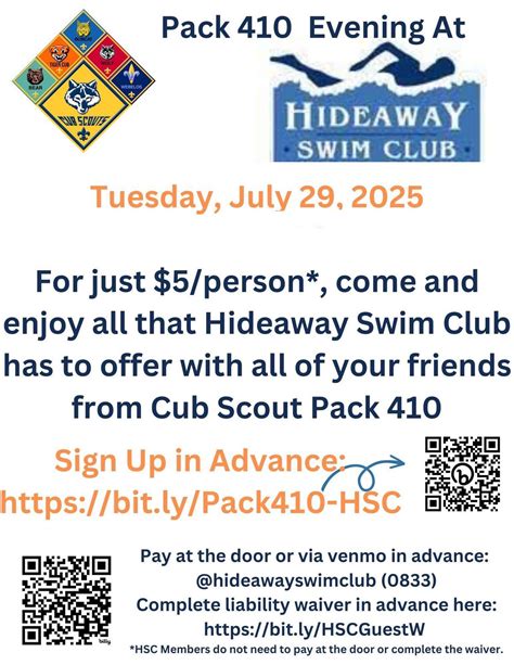 Cub Scout Pack 410 Pool Party for Prospective and Returning Scouts ...