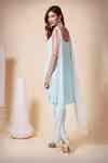 Buy Blue Georgette Sequins, Cut Work Applique Embroidered Kurta Dhoti ...