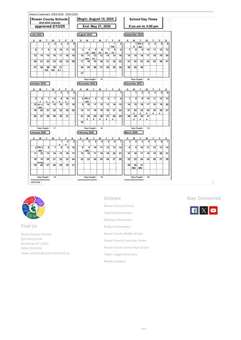 Rowan County Schools ky Calendar 25-26 Revised [PDF] - EduCounty