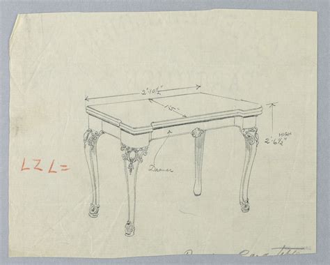 Design for Rectangular Card Table with Drawer | Smithsonian Institution