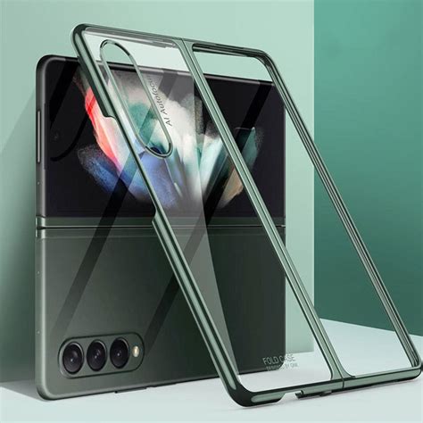 Samsung Galaxy Z Fold 4 Electroplated Frame Transparent Back Cover-Gre ...