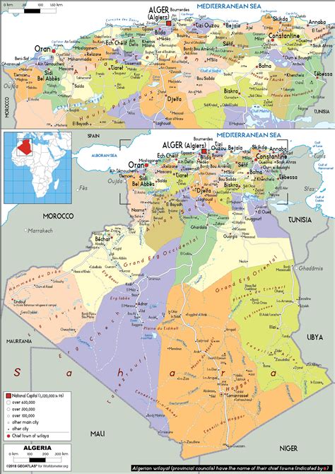 Large size Political Map of Algeria - Worldometer